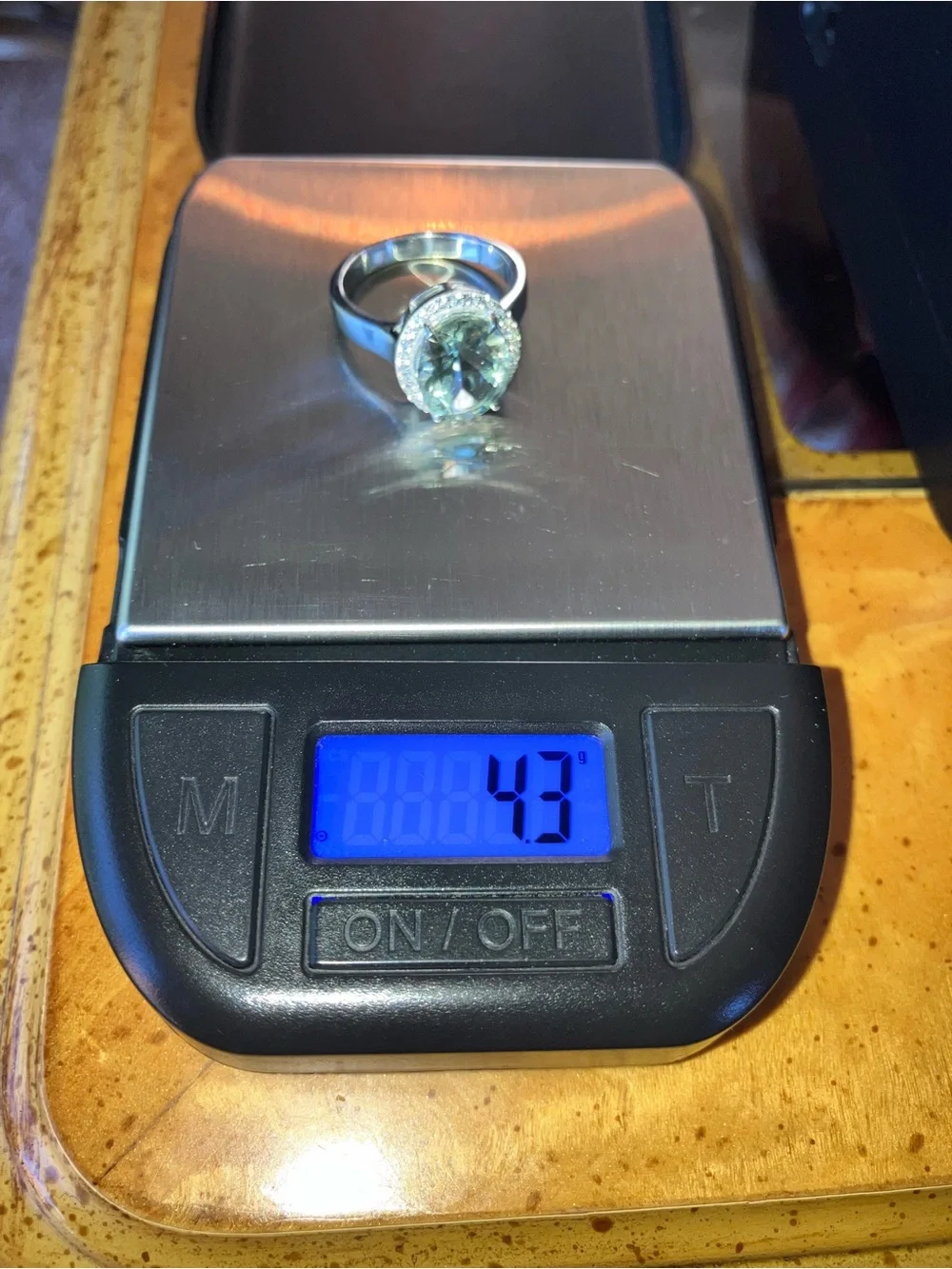 Genuine Prasiolite (Green Amethyst) Sterling Silver Ring Size 6.75